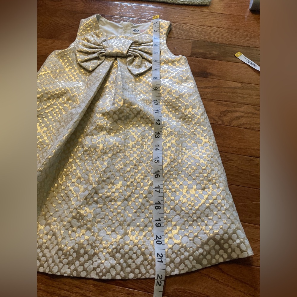 Metallic Gold Circle Dots Dress Girls 3-4 Formal Glam Resort Party - Picture 7 of 7